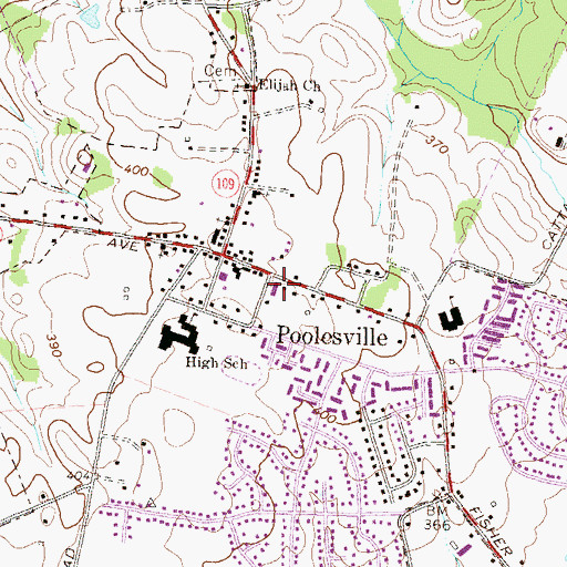 Topographic Map of Poolesville Post Office, MD