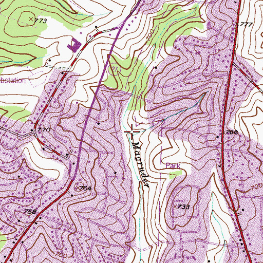 Topographic Map of Upper Magruder Branch Park, MD