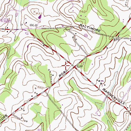Topographic Map of Barnesville School, MD