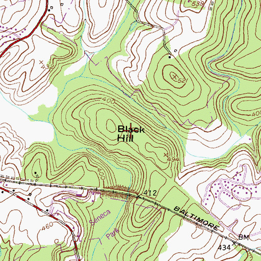 Topographic Map of Black Hill, MD