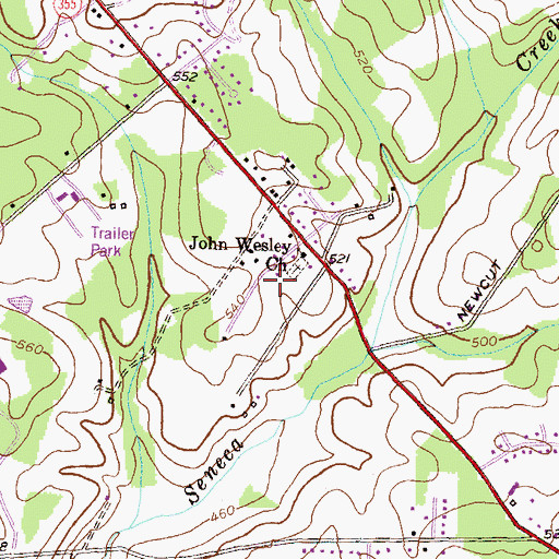 Topographic Map of Clarksburg Heights, MD