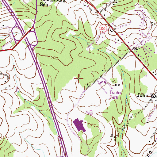 Topographic Map of Clarksburg Post Office, MD