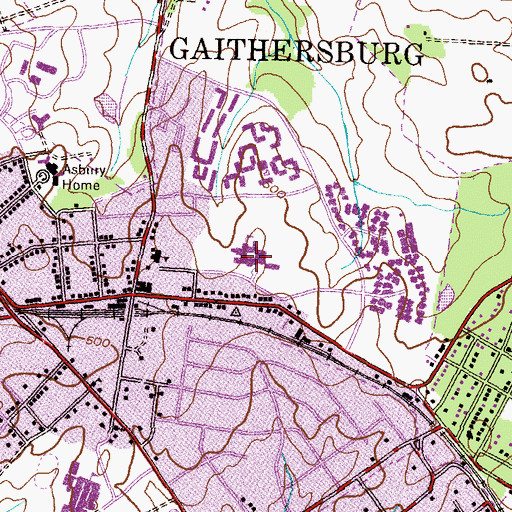 Topographic Map of Gaithersburg Middle School, MD