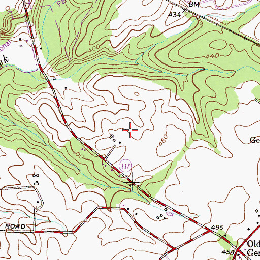Topographic Map of Germantown Estates Park, MD