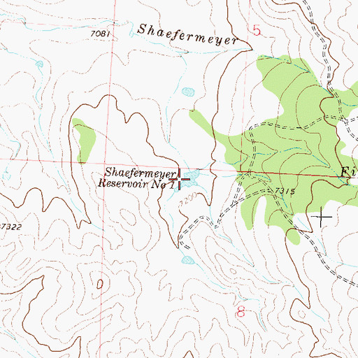 Topographic Map of Shaefermeyer Reservoir Number 1, CO