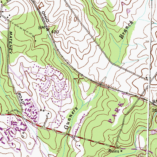Topographic Map of Gunners Branch Park, MD