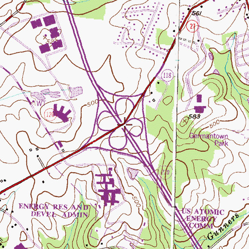 Topographic Map of Interchange 15, MD