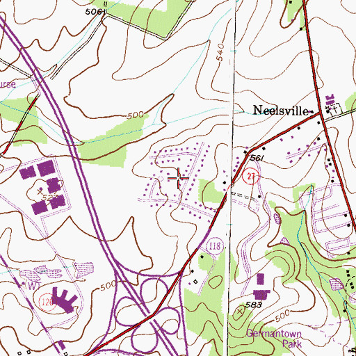 Topographic Map of Meadowbrook Estates, MD