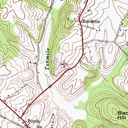 Topographic Map of Oak Ridge, MD
