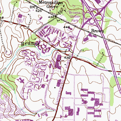 Topographic Map of Quince Orchard Plaza Shopping Center, MD