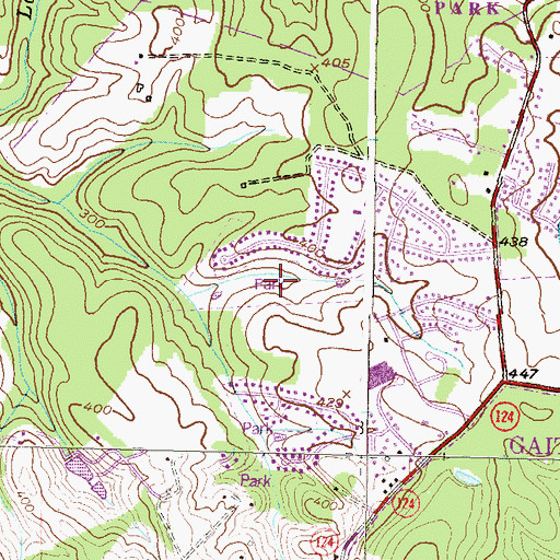 Topographic Map of Quince Orchard Valley Park, MD