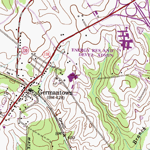Topographic Map of Seneca Valley High School, MD