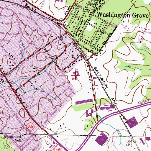 Topographic Map of Washington Grove Elementary School, MD
