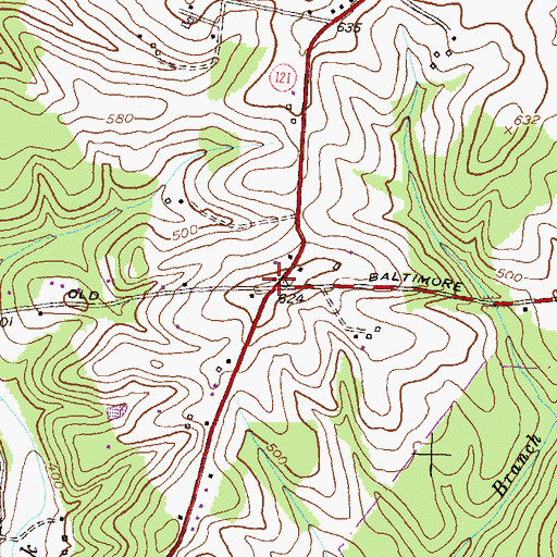 Topographic Map of Wilber, MD