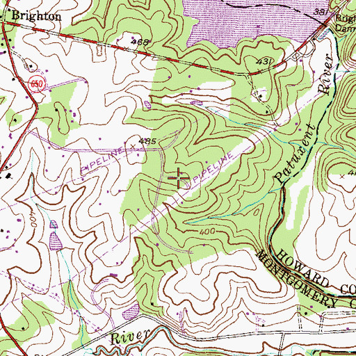 Topographic Map of Brighton Estates, MD