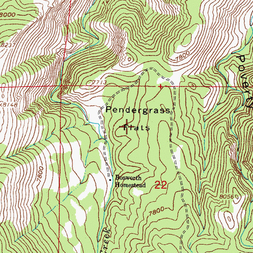 Topographic Map of Pendergrass Flats, CO
