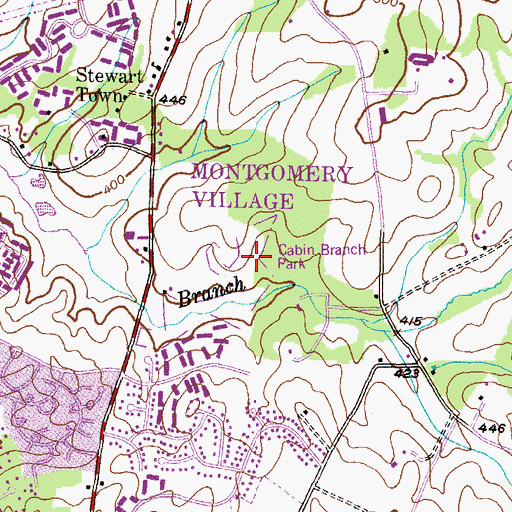 Topographic Map of Cabin Branch Park, MD