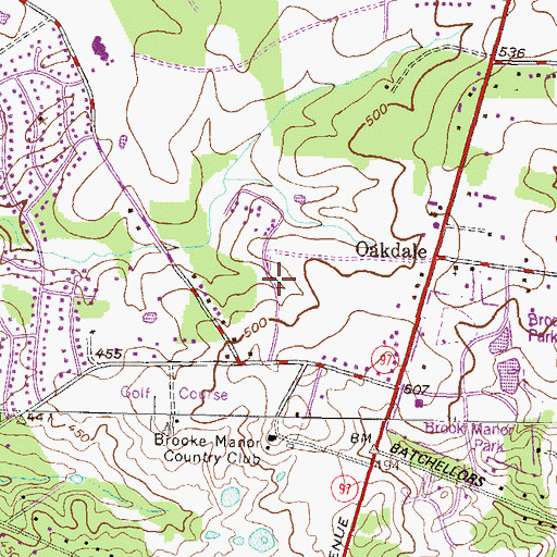 Topographic Map of Cashell Woods, MD