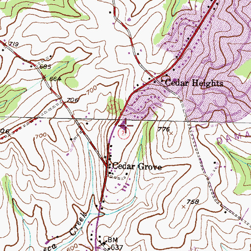 Topographic Map of Cedar Grove Elementary School, MD
