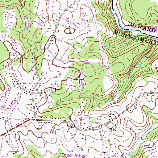Topographic Map of Cedar Knoll Farms, MD
