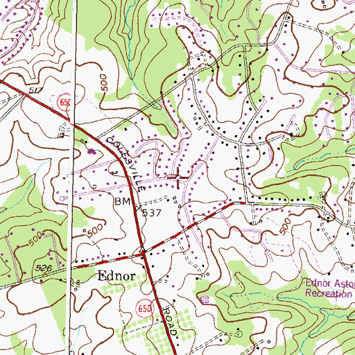 Topographic Map of Ednor Acres, MD