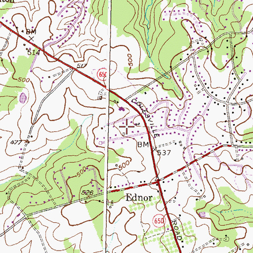 Topographic Map of Ednor Farms, MD
