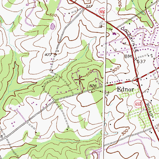 Topographic Map of Ednor Woods, MD