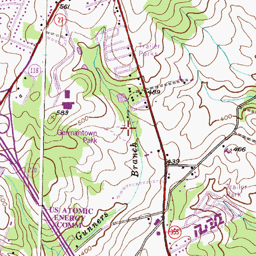 Topographic Map of Germantown Park, MD