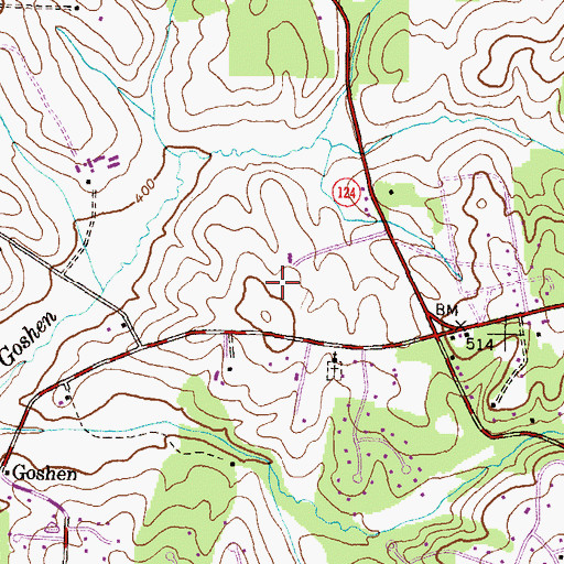Topographic Map of Goshen Hunt Estates, MD