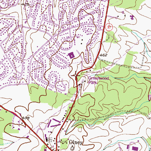 Topographic Map of Greenwood Park, MD