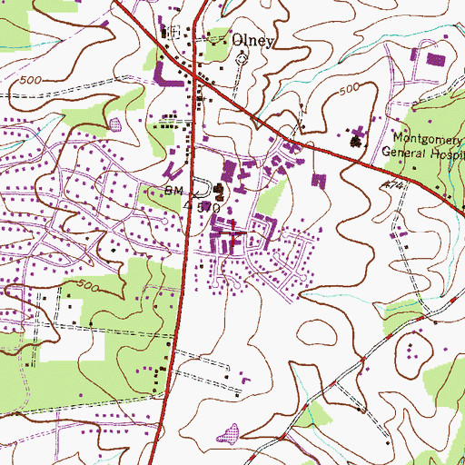 Topographic Map of Highlands of Olney, MD