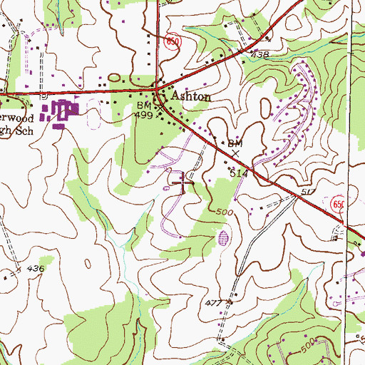 Topographic Map of Ashton Manor, MD