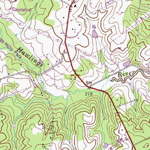 Topographic Map of Ashton River Estates, MD