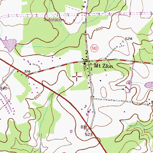 Topographic Map of Mount Zion Park, MD