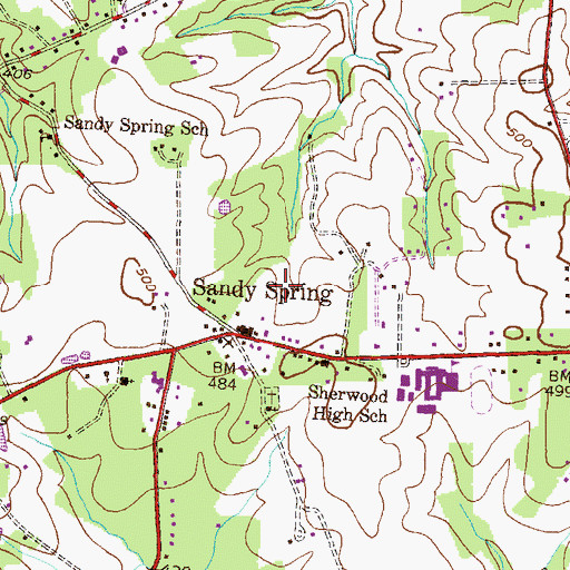 Topographic Map of Sandy Spring Meadow, MD