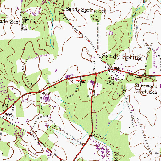 Topographic Map of Sharp Street School (historical), MD