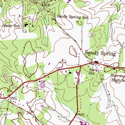 Topographic Map of Sherwood Elementary School, MD