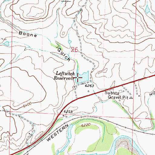 Topographic Map of Leftwich Reservoir, CO