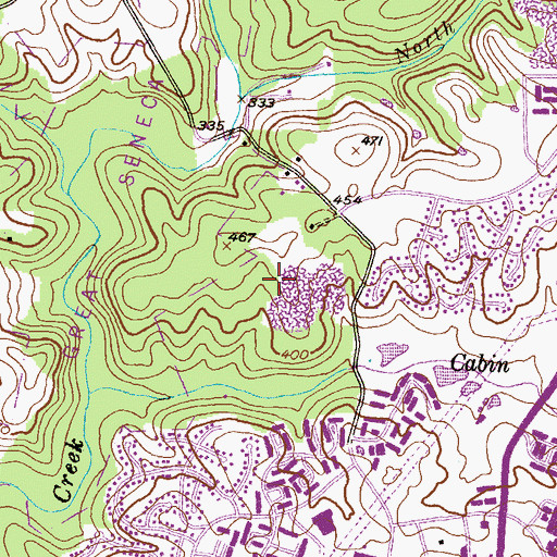 Topographic Map of Watkins Mill, MD