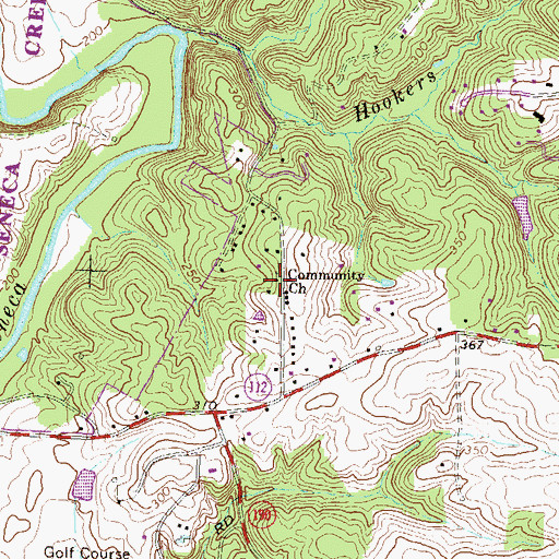 Topographic Map of Community Church, MD