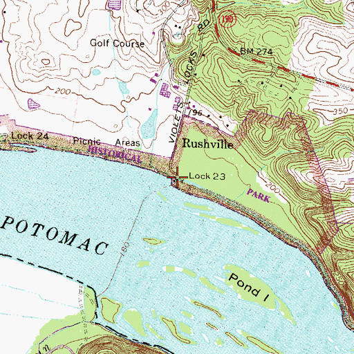 Topographic Map of Lock 23, MD