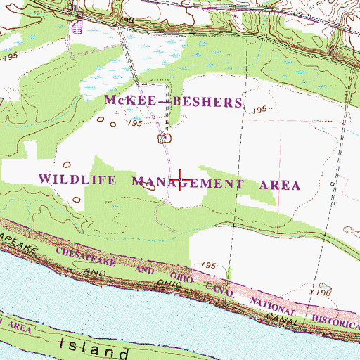 Topographic Map of McKee-Beshers Wildlife Management Area, MD