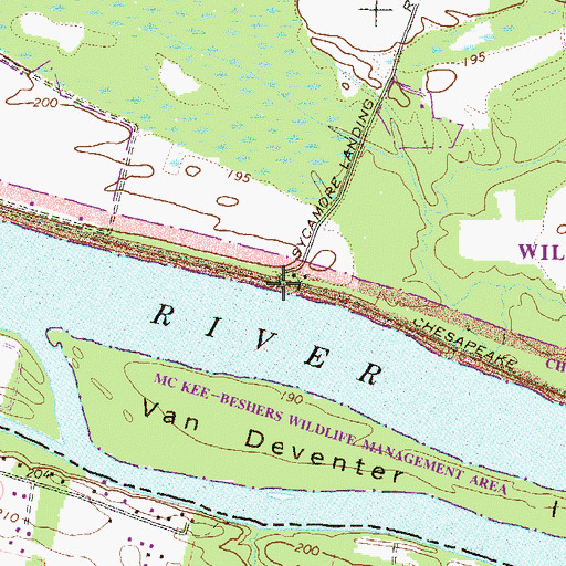 Topographic Map of Sycamore Landing, MD