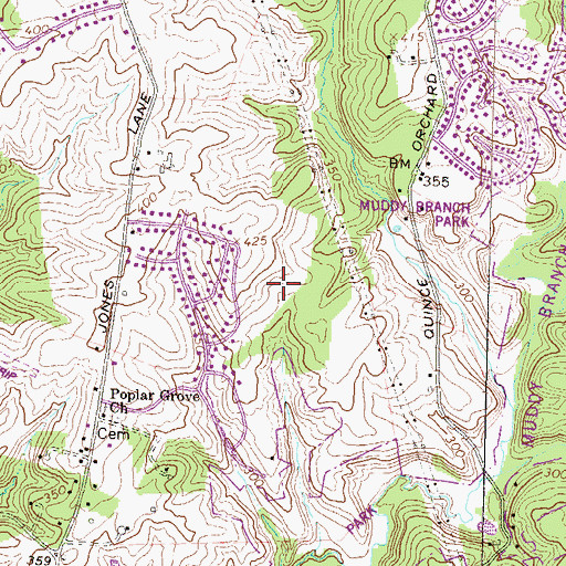 Topographic Map of Aberdeen Park, MD