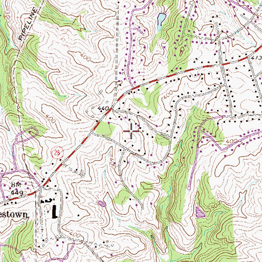 Topographic Map of Ancient Oak West, MD