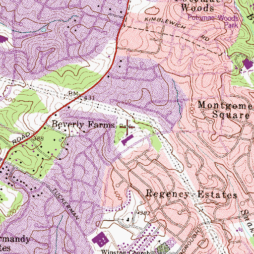 Topographic Map of Beverly Farms Park, MD