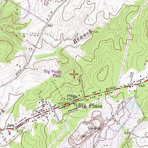 Topographic Map of Big Pines Park, MD
