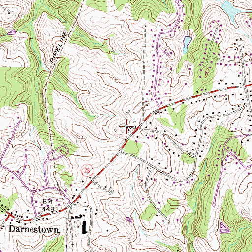 Topographic Map of Bondbrook, MD