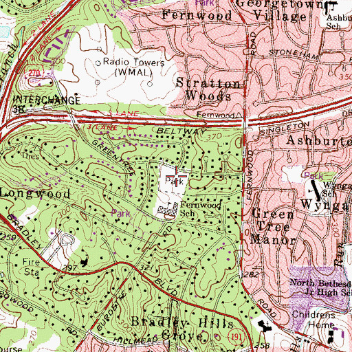Topographic Map of Fernwood Park, MD