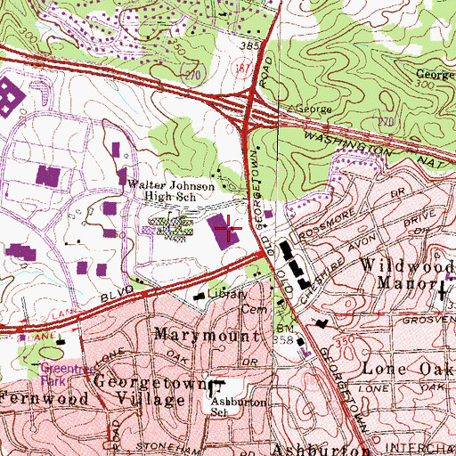 Topographic Map of Georgetown Square Shopping Center, MD